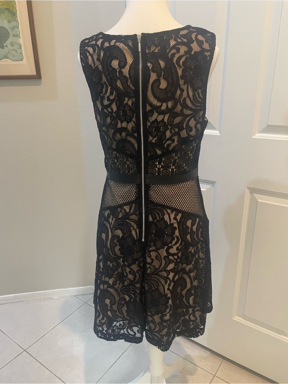 Mossimo Supply Co. Black Lace Mini Dress natural lining with Sheer Insets size L - Picture 11 of 15